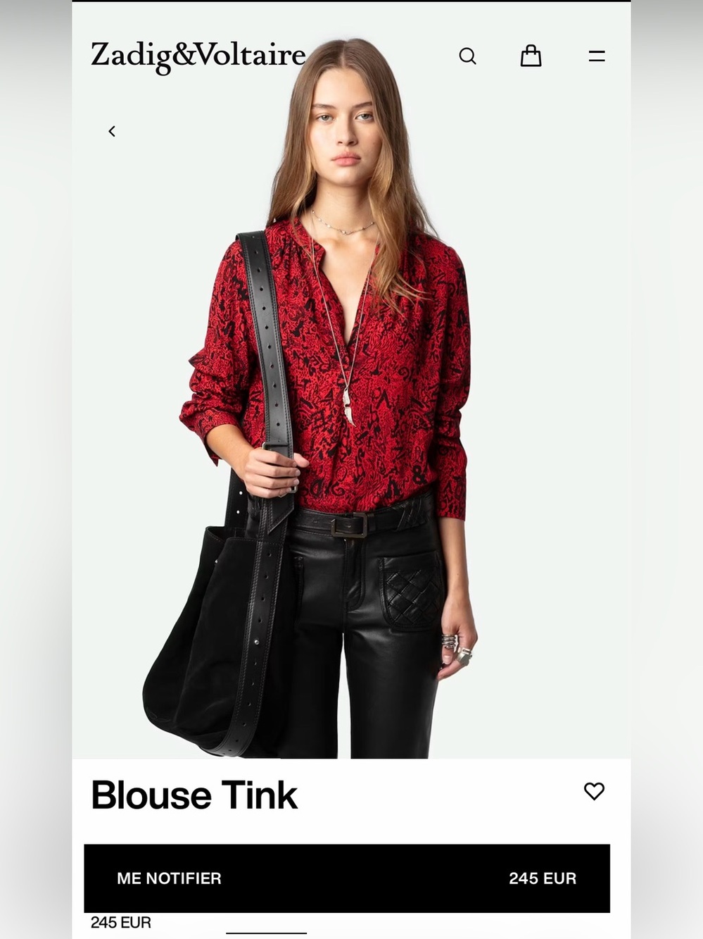 Zadig & Voltaire Red Printed V-Neck Tink Blouse